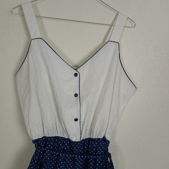 Vintage 1970s TopMade Navy & White Polka Dot Sleeveless Dress XS - Picture 6 of 10